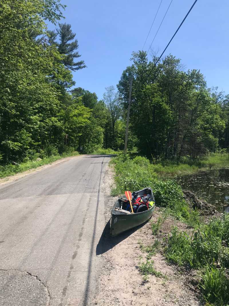 Canoe at the end of a portage